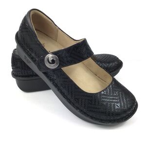 ALEGRIA Paloma Black Embossed Leather Mary Janes Women’s 42